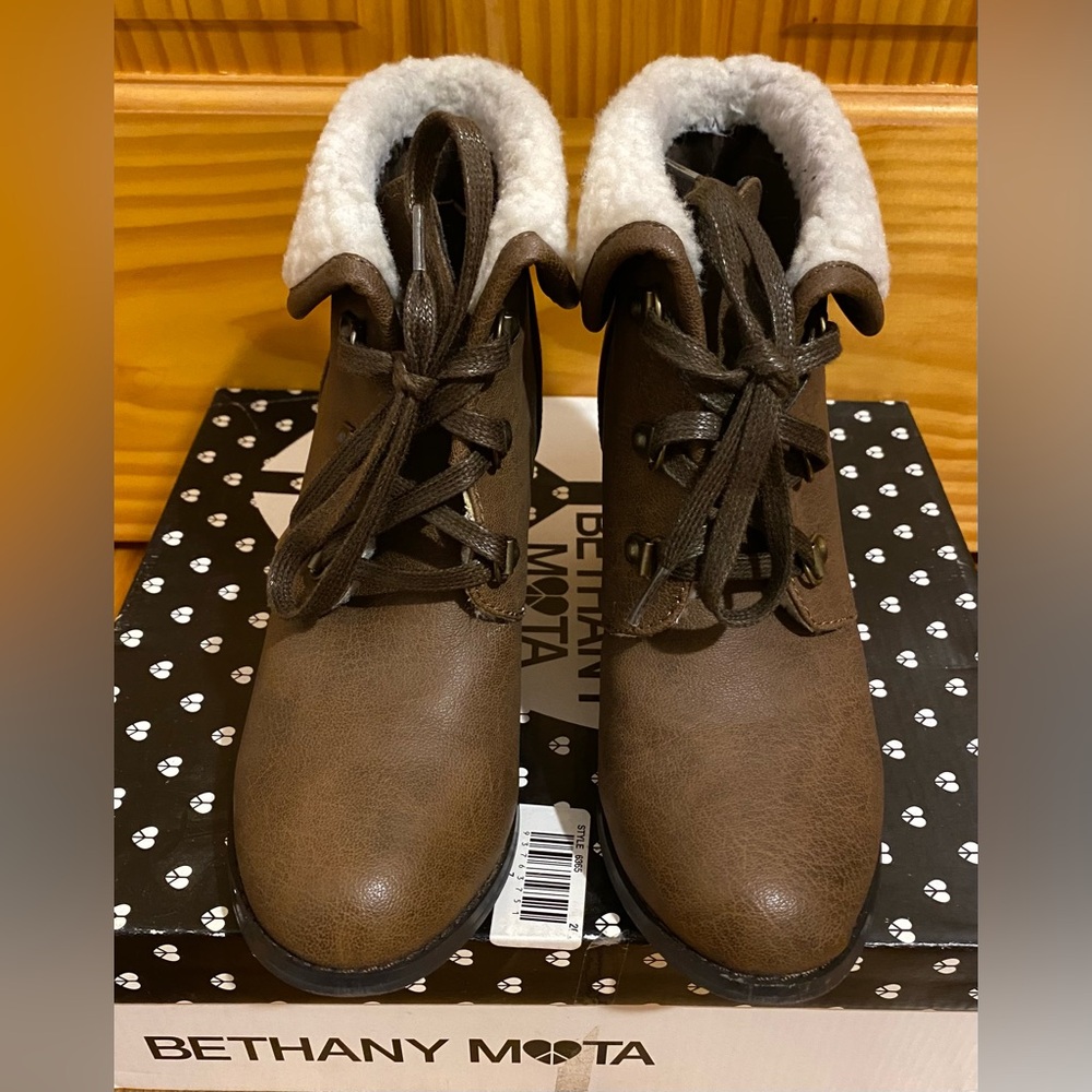 Bethany Mota lace up sherpa ankle boots